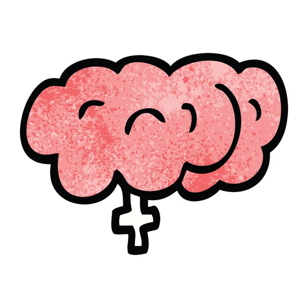 Cartone Animato Doodle Cervello Umano — Vettoriale Stock