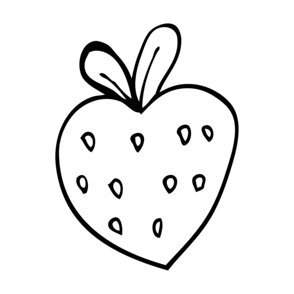 Line Drawing Cartoon Strawberry — Stock Vector