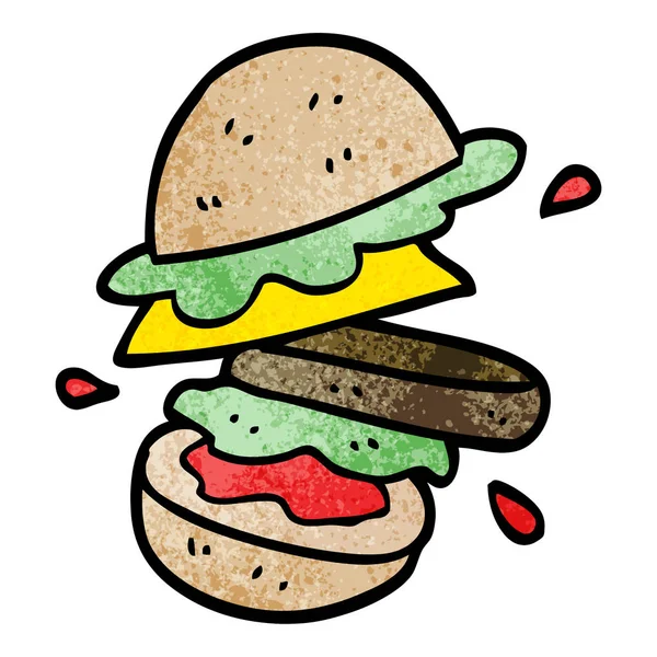 Καρτούν Εικονογράφηση Burger Doodle — Διανυσματικό Αρχείο