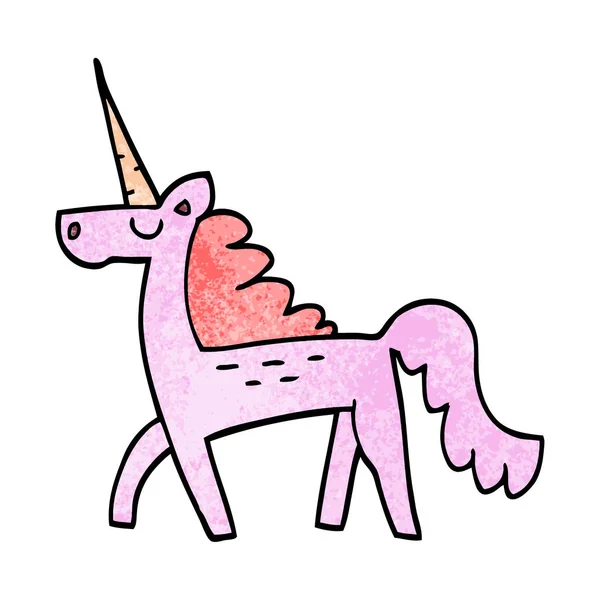 Çizgi Film Doodle Sihirli Unicorn — Stok Vektör