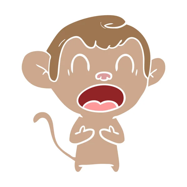 Shouting Flat Color Style Cartoon Monkey — Stock Vector