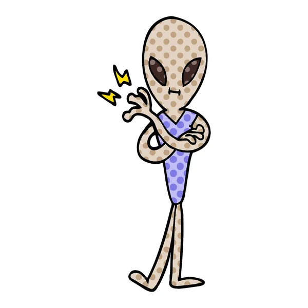 Cartoon Doodle Alien Vektorillustration — Stock vektor