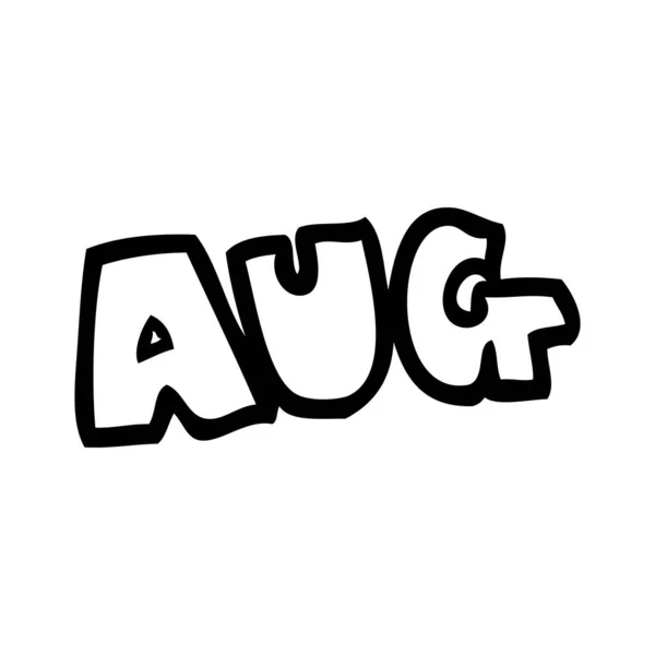 Lijntekening Cartoon Maand Augustus — Stockvector