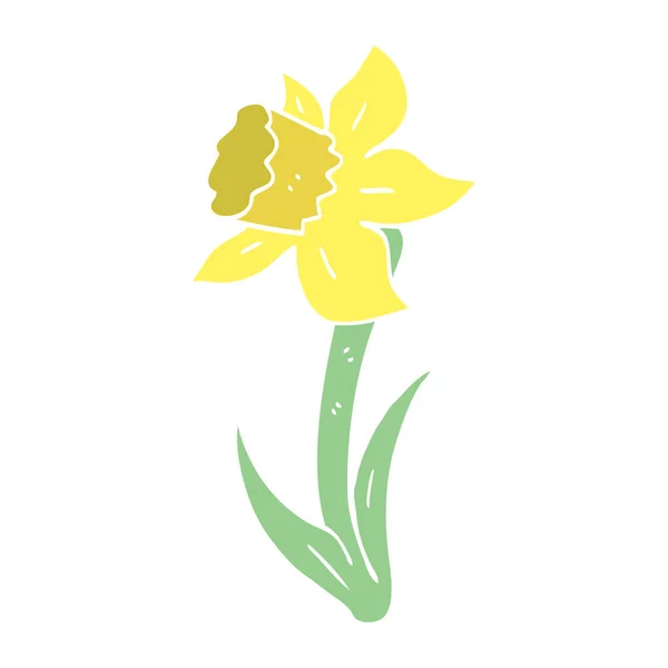 Platt Färg Illustration Tecknad Daffodil — Stock vektor