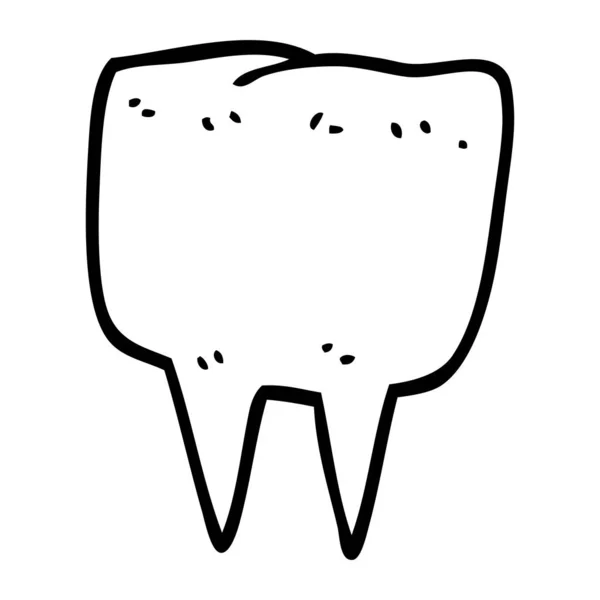 Line Drawing Cartoon Tooth — Stock Vector