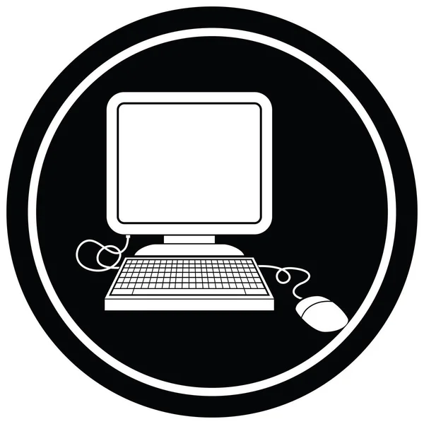 Computer Con Mouse Schermo Simbolo Circolare — Vettoriale Stock