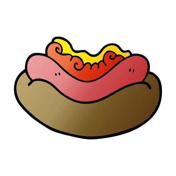 Dessin Animé Doodle Hotdog Dans Chignon — Image vectorielle