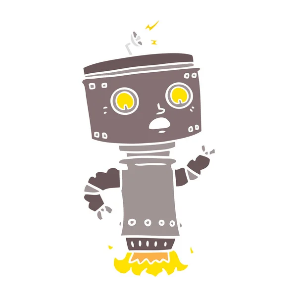 Düz Renk Tarzı Çizgi Film Robot Hovering — Stok Vektör