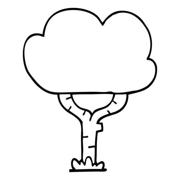 Line Drawing Cartoon Tree — Stock Vector