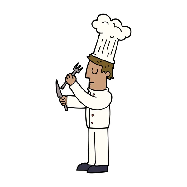 Dessin Animé Doodle Talentueux Chef — Image vectorielle