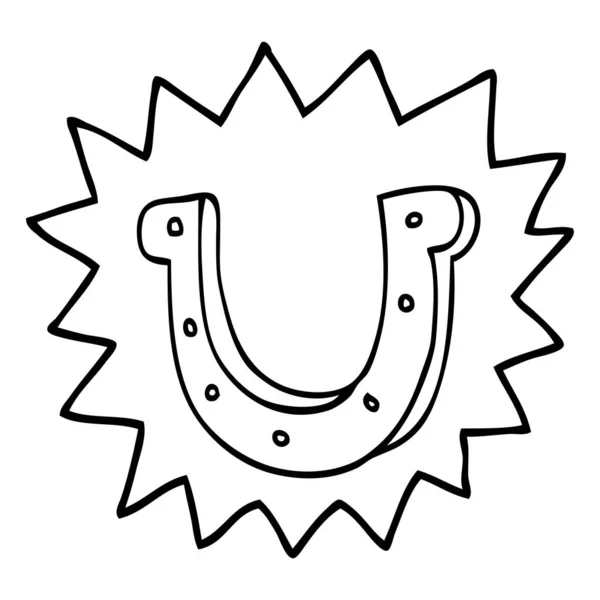 Kreslení Čar Kreslených Šťastná Podkova — Stockový vektor