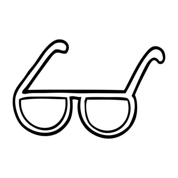 Linea Disegno Occhiali Cartone Animato — Vettoriale Stock