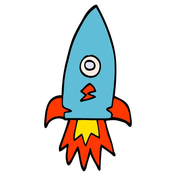 Foguete Espacial Doodle Desenhos Animados —  Vetores de Stock