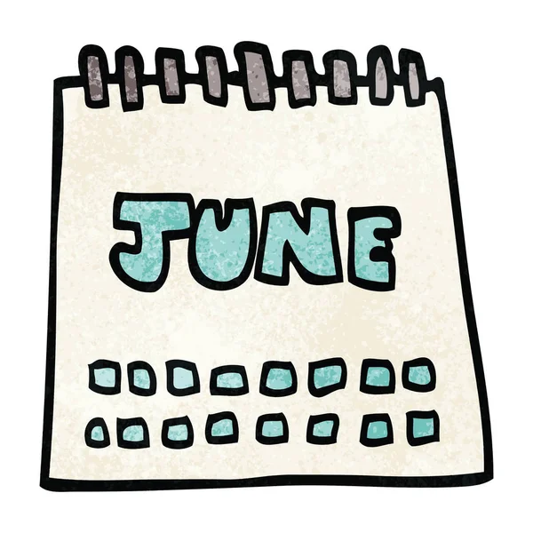 Dibujos Animados Doodle Calendario Mostrando Mes Junio — Vector de stock