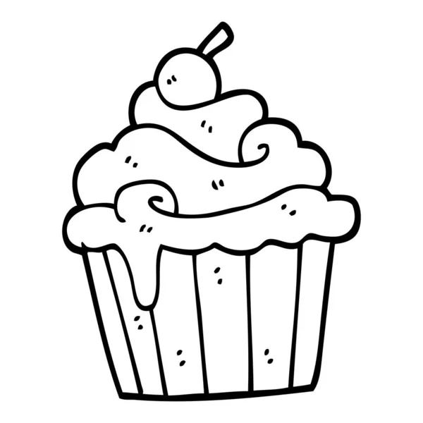 Schwarz Weiße Cartoon Tasse Kuchen — Stockvektor