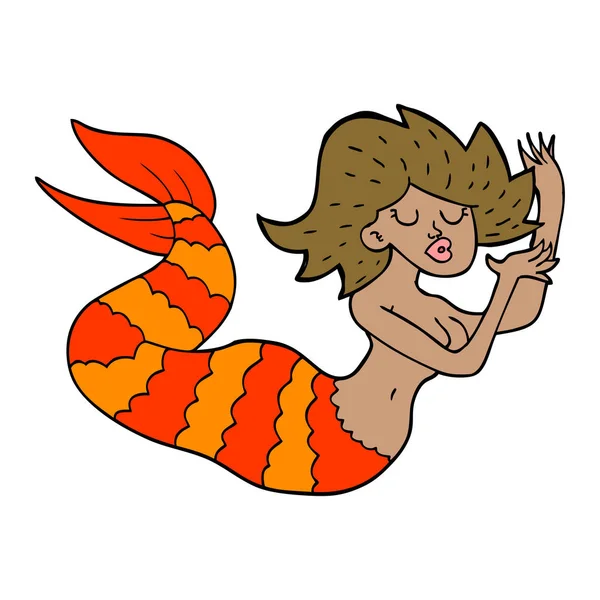 Cartoon Doodle Woman Mermaid — Stock Vector