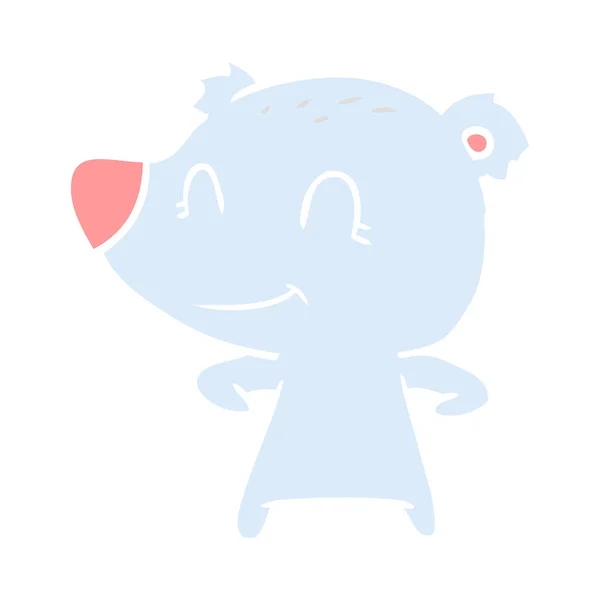 Freundliche Bär Flache Farbe Stil Cartoon — Stockvektor