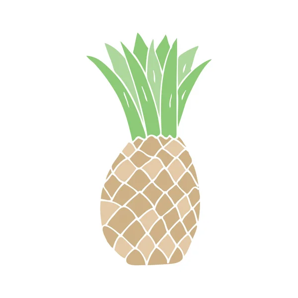 Platt Färg Stil Tecknad Ananas — Stock vektor