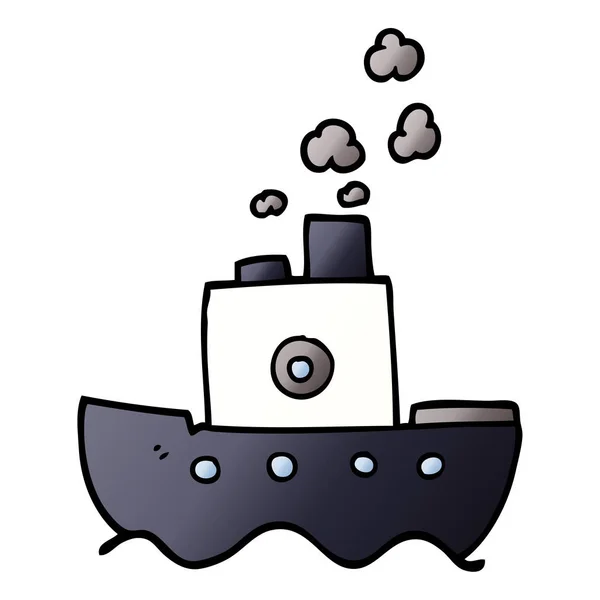 Rajzfilm Doodle Gőz Hajóval — Stock Vector