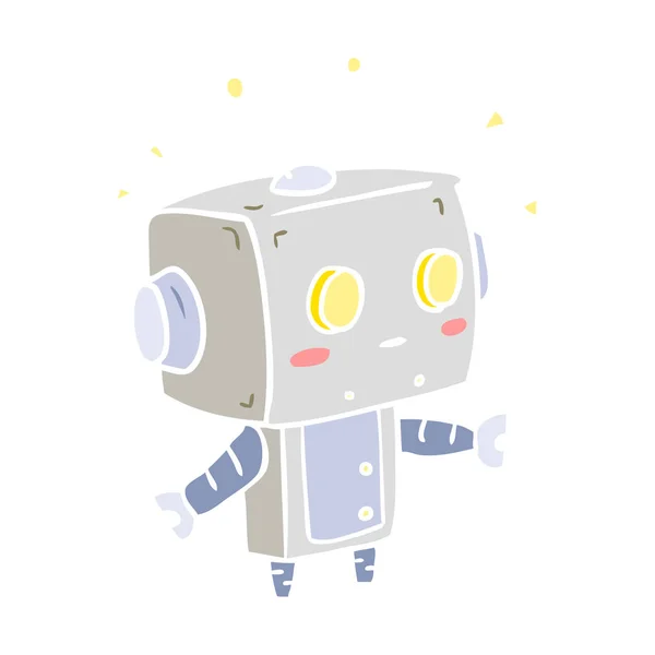 Robot Dibujos Animados Estilo Color Plano — Vector de stock