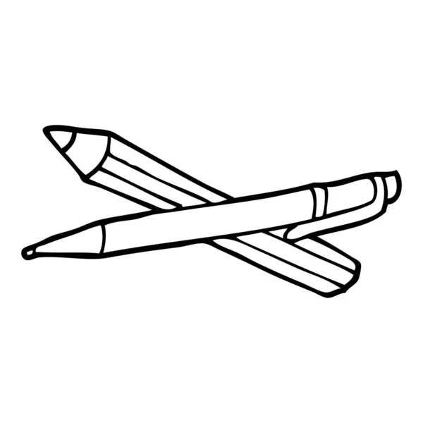 Linienzeichnung Cartoon Pen — Stockvektor