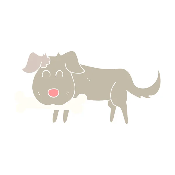 Επίπεδη Χρώμα Εικόνα Του Σκύλου Κόκκαλο — Διανυσματικό Αρχείο