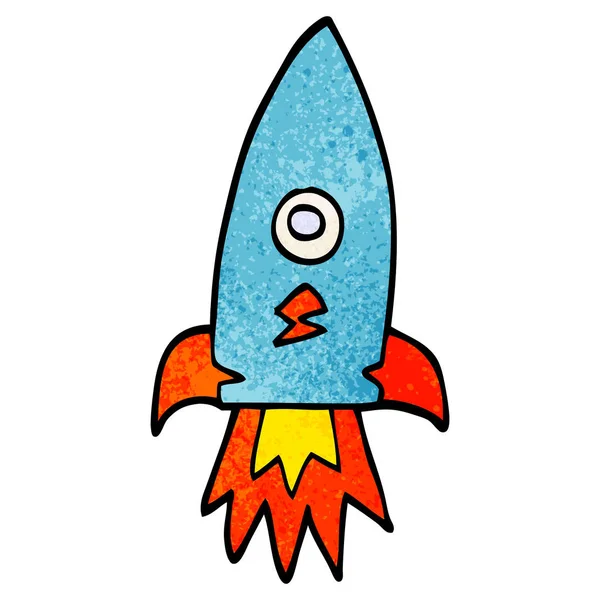 Foguete Espacial Doodle Desenhos Animados — Vetor de Stock