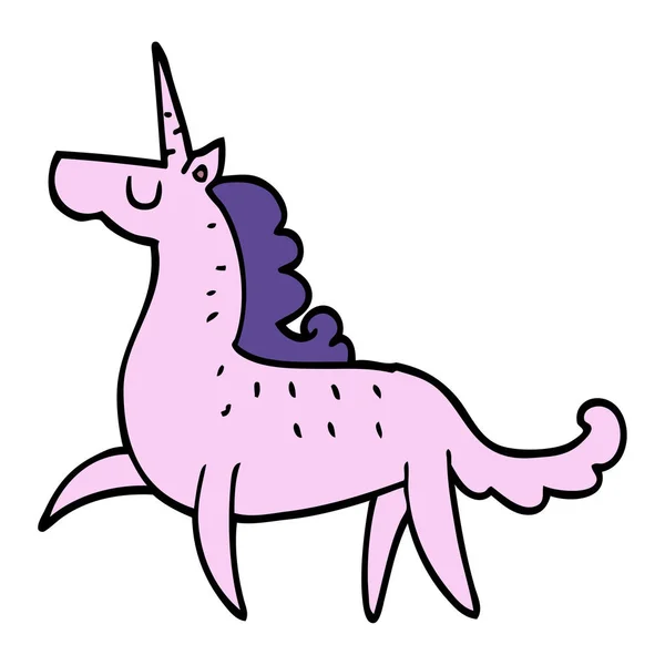 Cartoon Doodle Magical Unicorn — Stock Vector