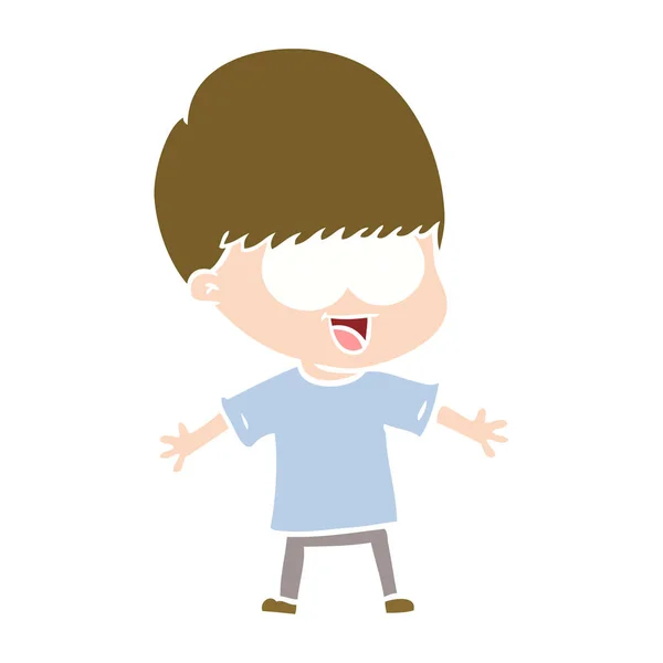 Glücklich Flache Farbe Stil Cartoon Boy — Stockvektor