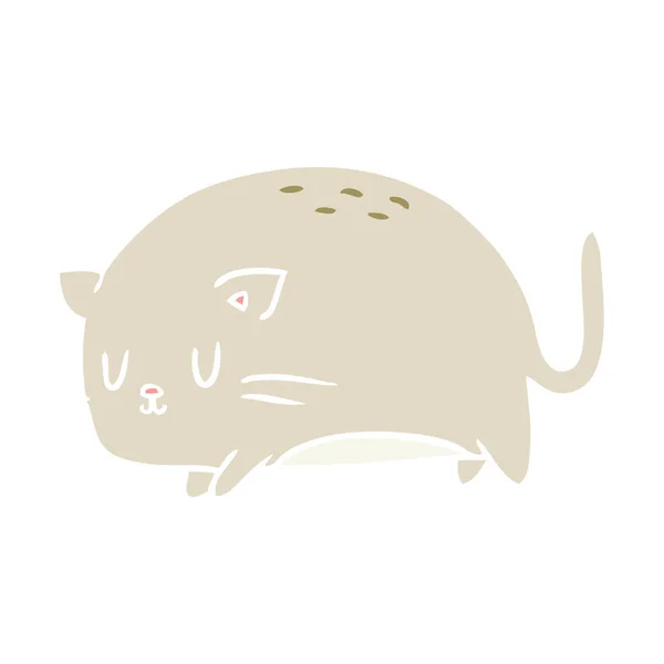 Cute Flat Color Style Cartoon Cat — Stock Vector