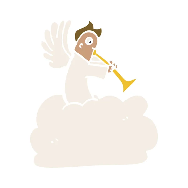 Kreslený Doodle Angel Cloud Trumpeta — Stockový vektor