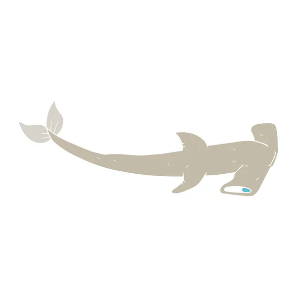 Plochý Barevný Obrázek Žralok Kladivoun — Stockový vektor