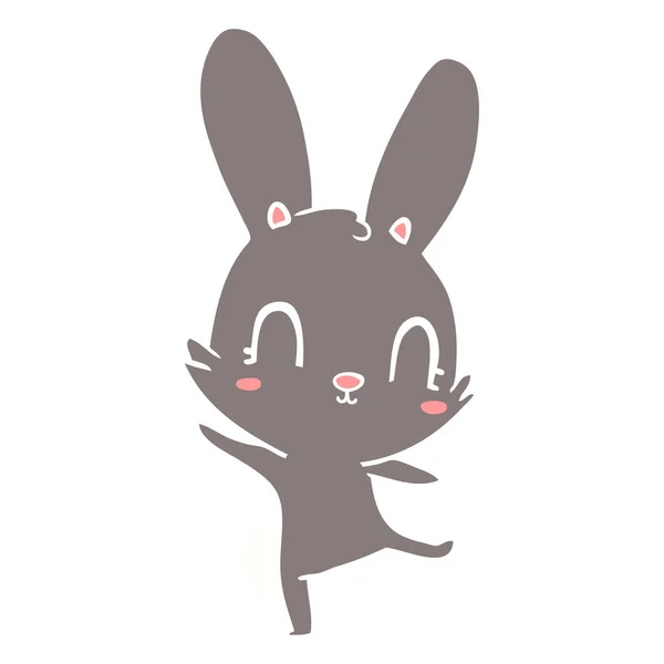 Carino Piatto Colore Stile Cartone Animato Coniglio Danza — Vettoriale Stock