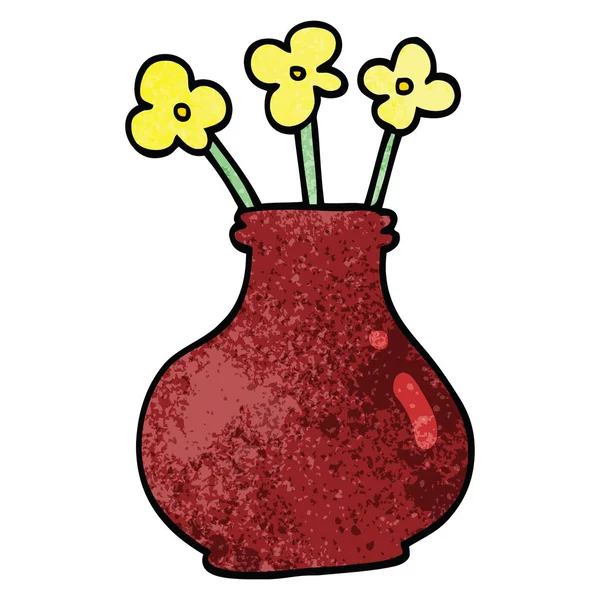 Çizgi Film Doodle Çiçek Vazo — Stok Vektör