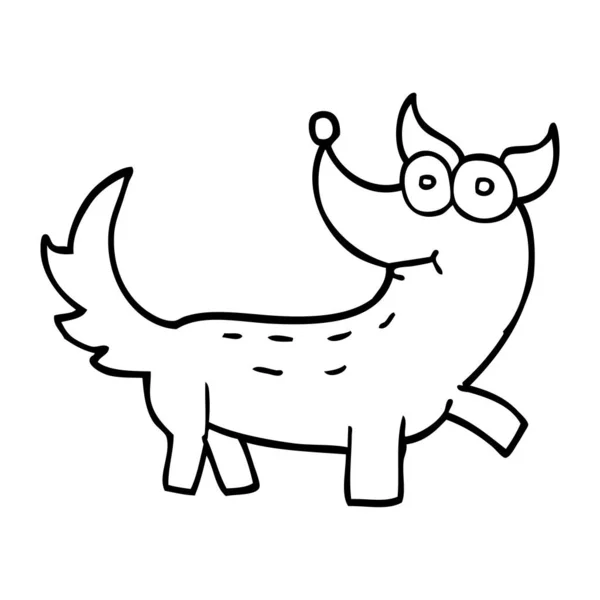 Desenho Linha Cão Dos Desenhos Animados — Vetor de Stock