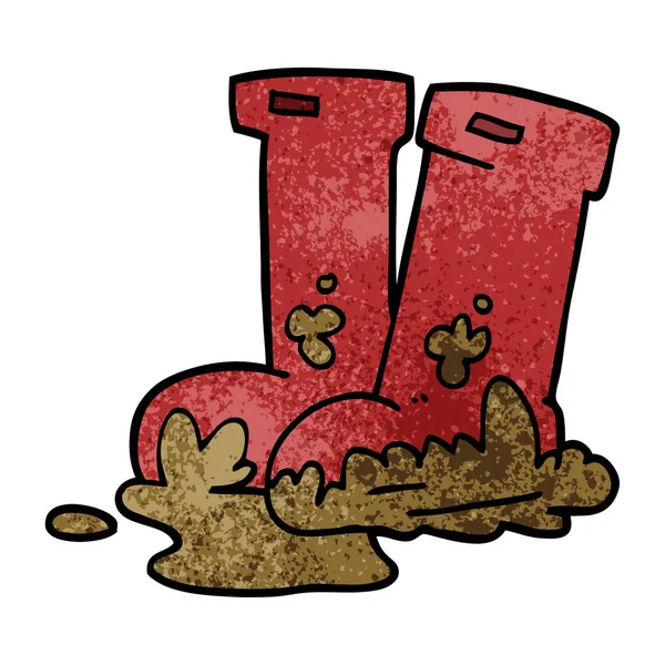 Cartoon Doodle Muddy Boots — Stock Vector