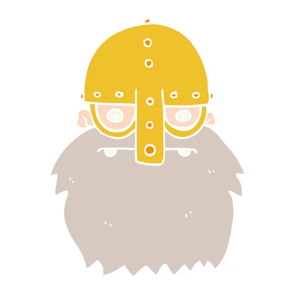 Flat Color Style Cartoon Viking Face — Stock Vector