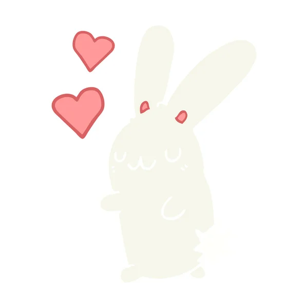 Plat Couleur Style Dessin Animé Lapin Amour — Image vectorielle