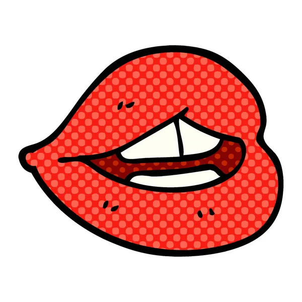 Cartoon Doodle Pink Lips — Stock Vector