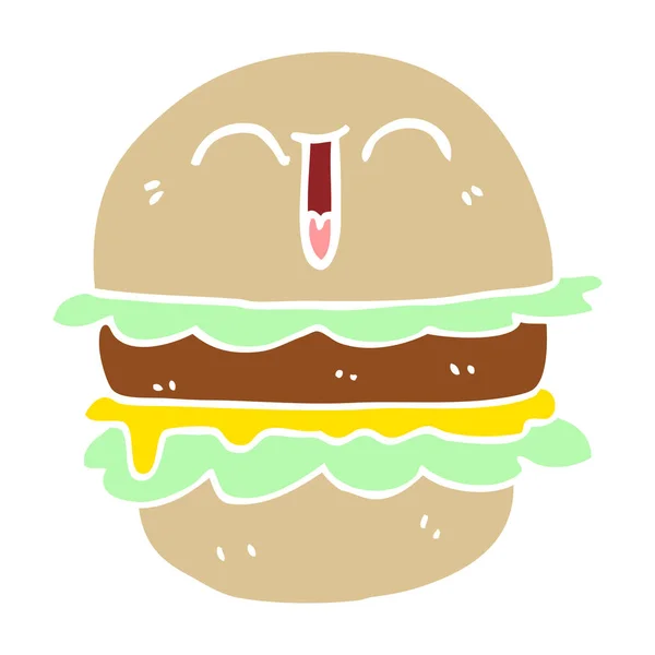 Szalagkábel Színes Illusztráció Rajzfilm Burger — Stock Vector