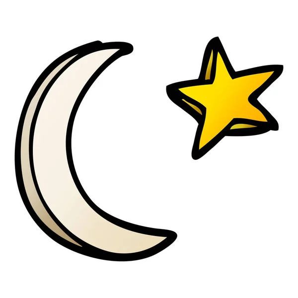 Dessin Animé Doodle Lune Forme Étoile — Image vectorielle