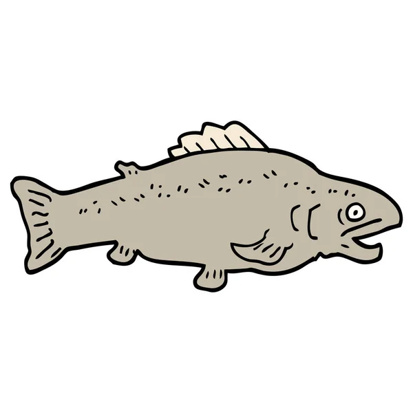 手描き落書きスタイル漫画の大きな魚 — ストックベクタ