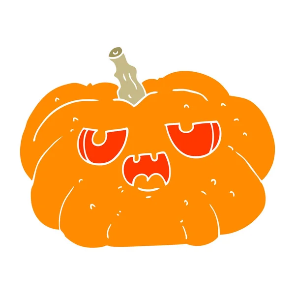 Flat Color Style Cartoon Pumpkin — Stock Vector