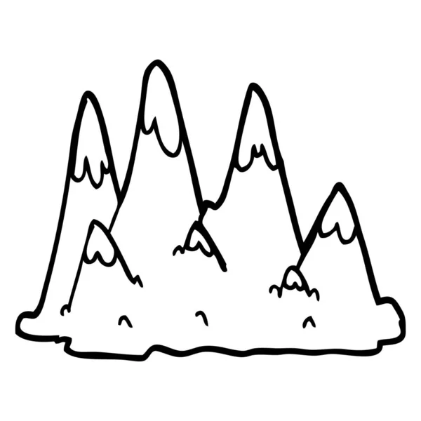 Montanhas Cartoon Preto Branco — Vetor de Stock