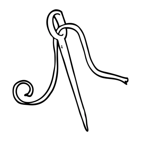 Line Drawing Cartoon Needle Thread — Stock Vector