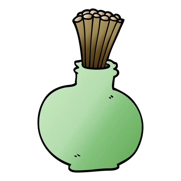 Cartoon Doodle Reeds Vase — Stock Vector