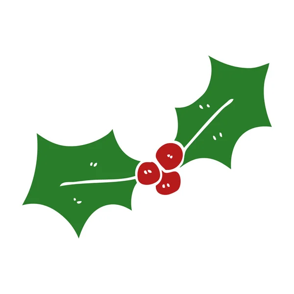 Cartoon Doodle Xmas Holly — Stockvector