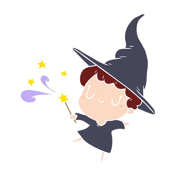 Flat Color Style Cartoon Witch — Stock Vector