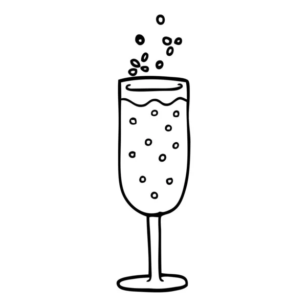 Kreslení Čar Kreslených Šampaňské Flétna — Stockový vektor