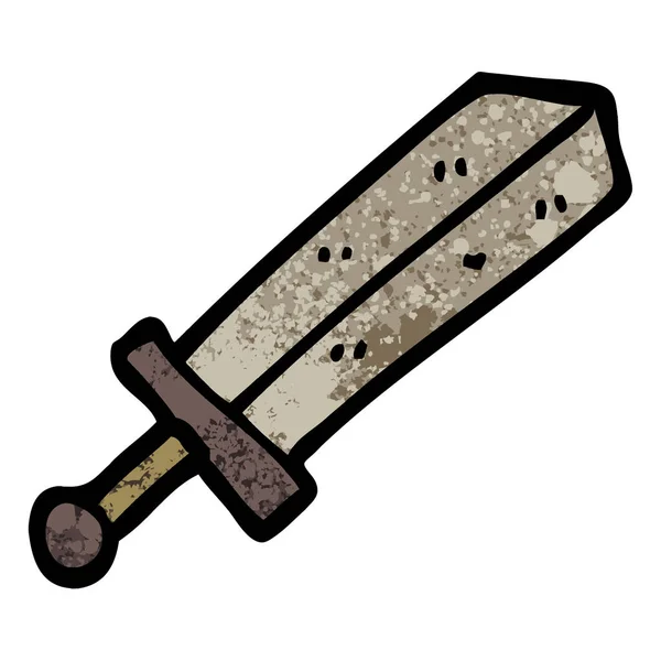Grunge Textura Ilustración Caricatura Espada — Vector de stock